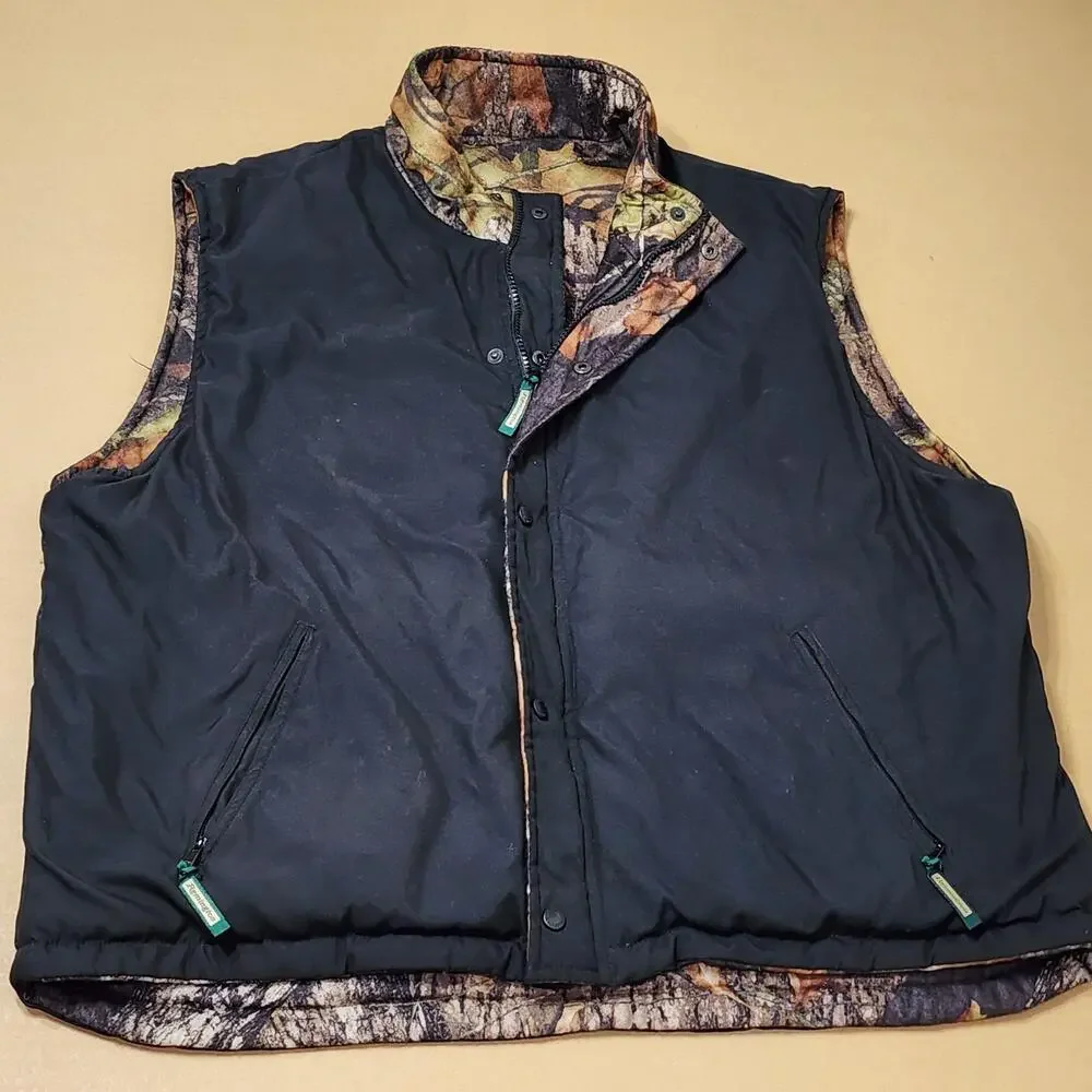 Remington Vest Mens 2XL Brown Camo Reversible Quilted Hunting Outdoor Full Zip